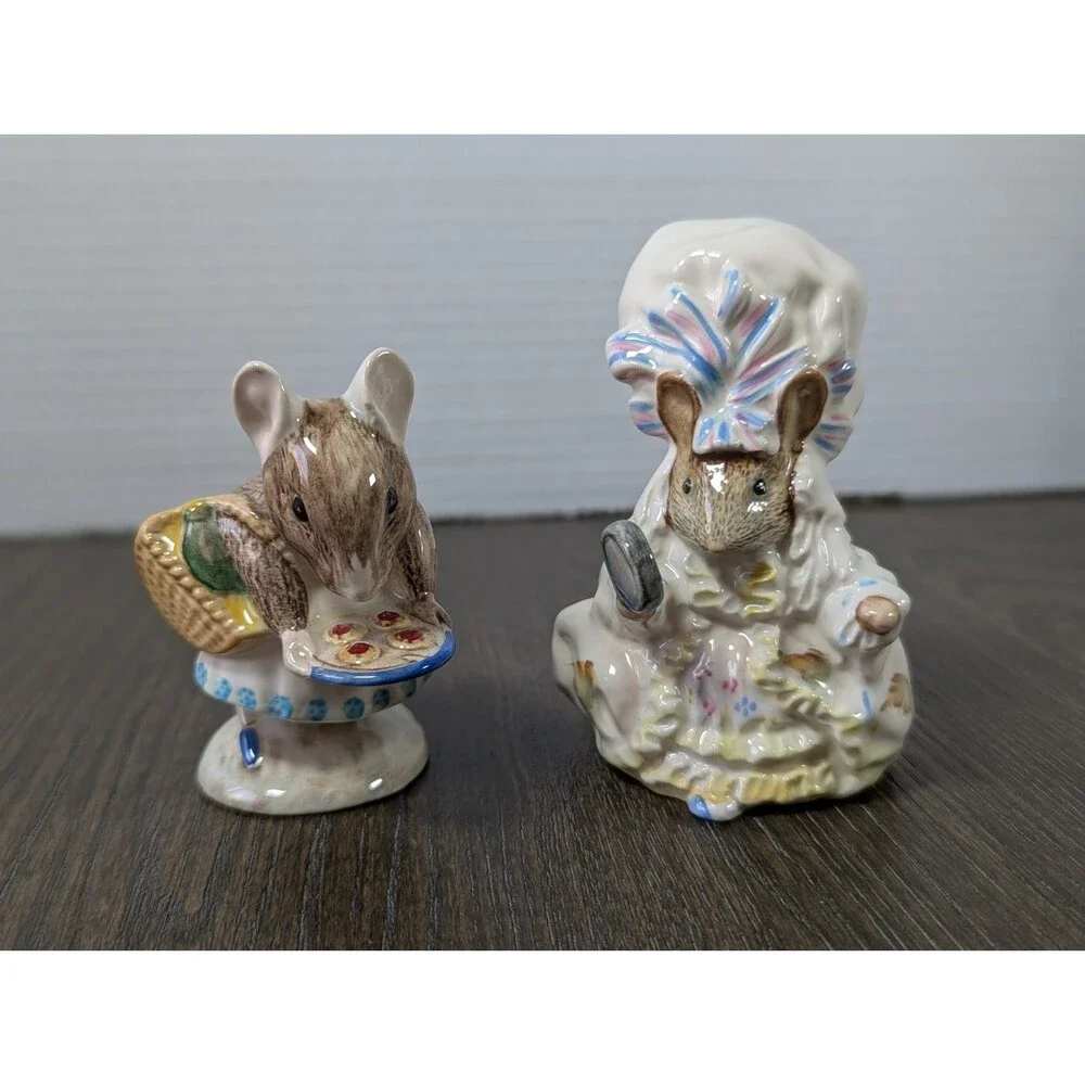 VTG ROYAL ALBERT Beatrix Potter Lady Mouse & Appley Dapply Porcelain Figurines